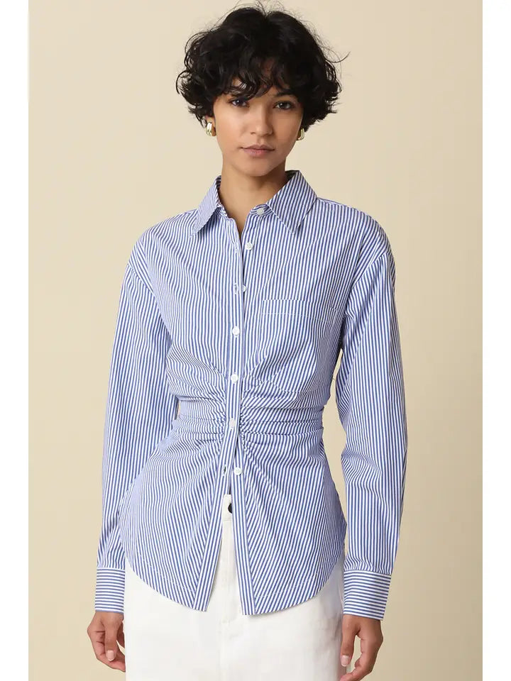 Striped Cinched Waist Shirt