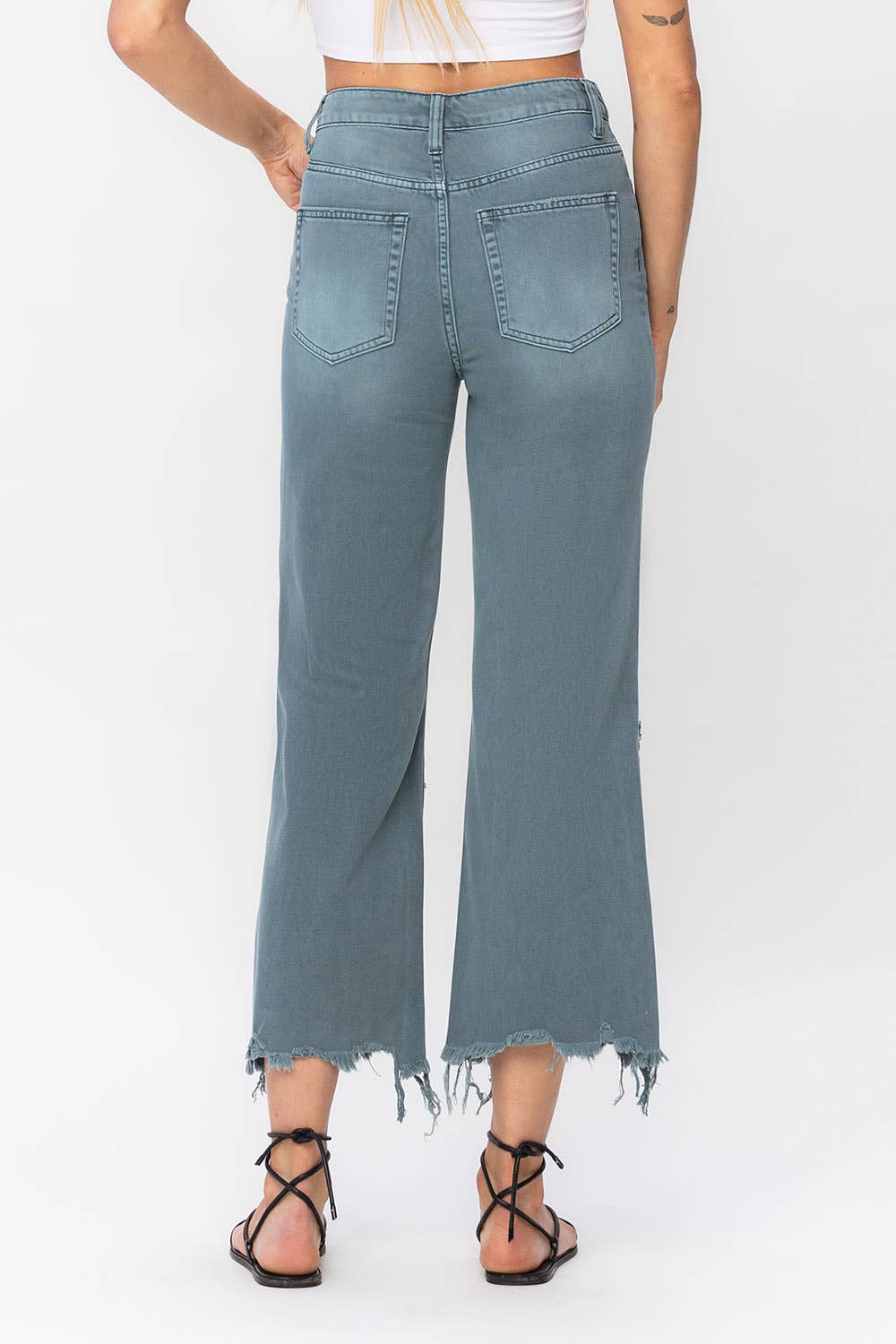 90'S VINTAGE SUPER HIGH RISE CROP FLARE JEANS V2736MG