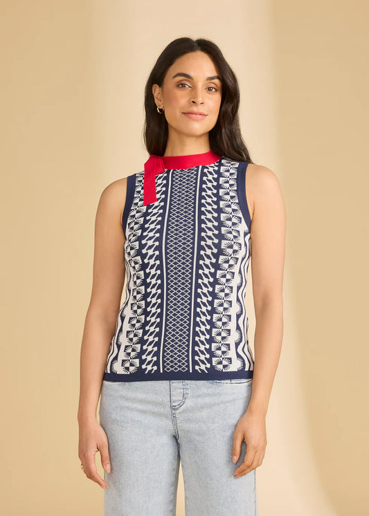 Sleeveless Jacquard Sweater