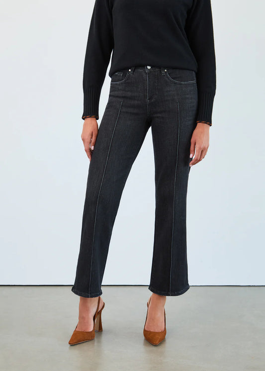 Olivia Pintuck Wide Leg Denim, Black Wash