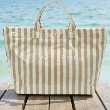 TAN STRIPED TOTE BAG