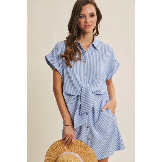 Waist-Tie Shirt Dress