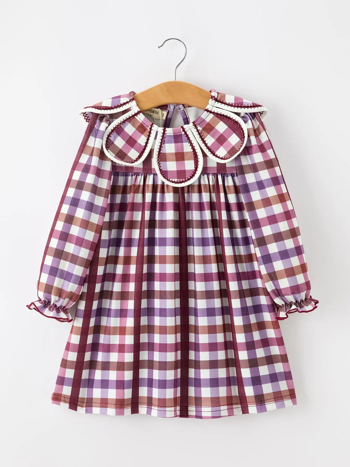 Fall Plaid Petals Collar Girls Dress