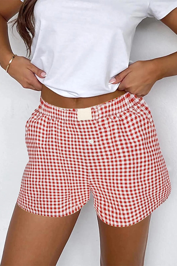 High Waist Plaid Shorts