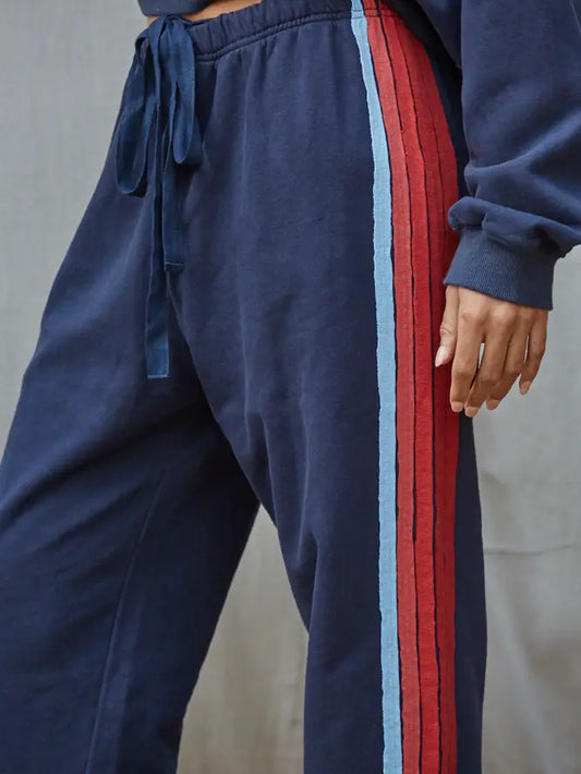 Knit Cotton Multi Color Stripe Detail Joggers