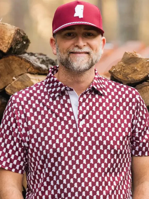 Starkville Maroon and White State Performance Polo