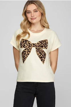 Leopard Bow T- Shirt