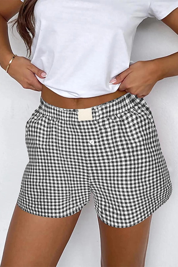 High Waist Plaid Shorts