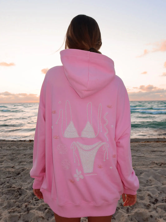 Lottie Pink Bikini Beaded Ocean Hoodie