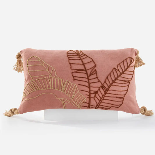 Leaf Lumbar Pillow w/ Tassels