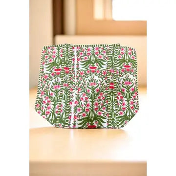 Pink and Green Floral Tote Bag