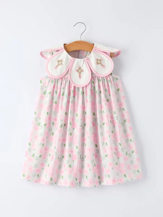 Floral Smocked Petal Peter Pan Collar Dress