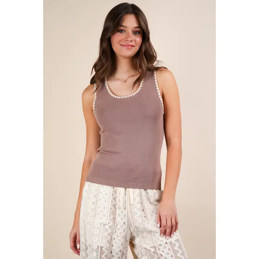 Blanket Style Sleeveless Knit Sweater Top