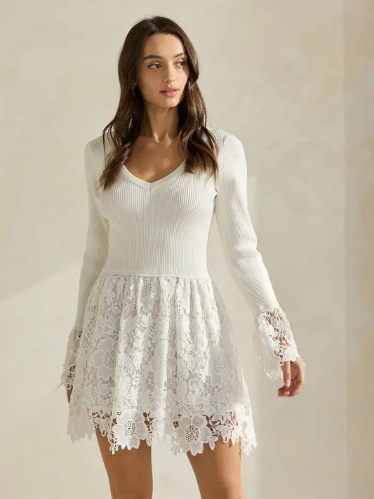 Floral Knit Lace Dress
