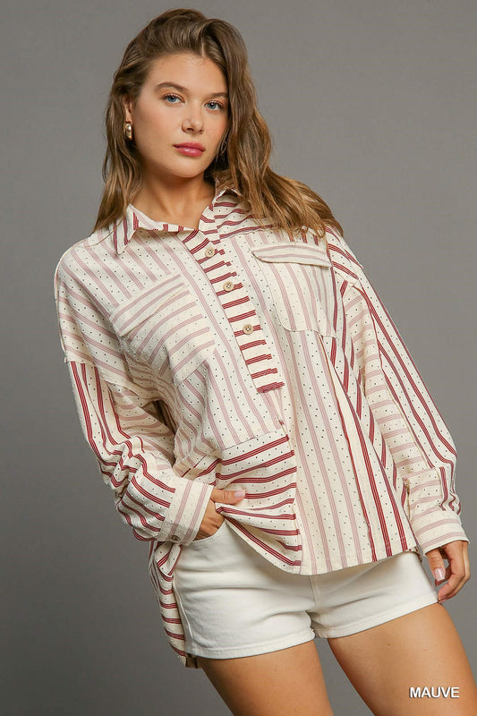 Striped Collared Top