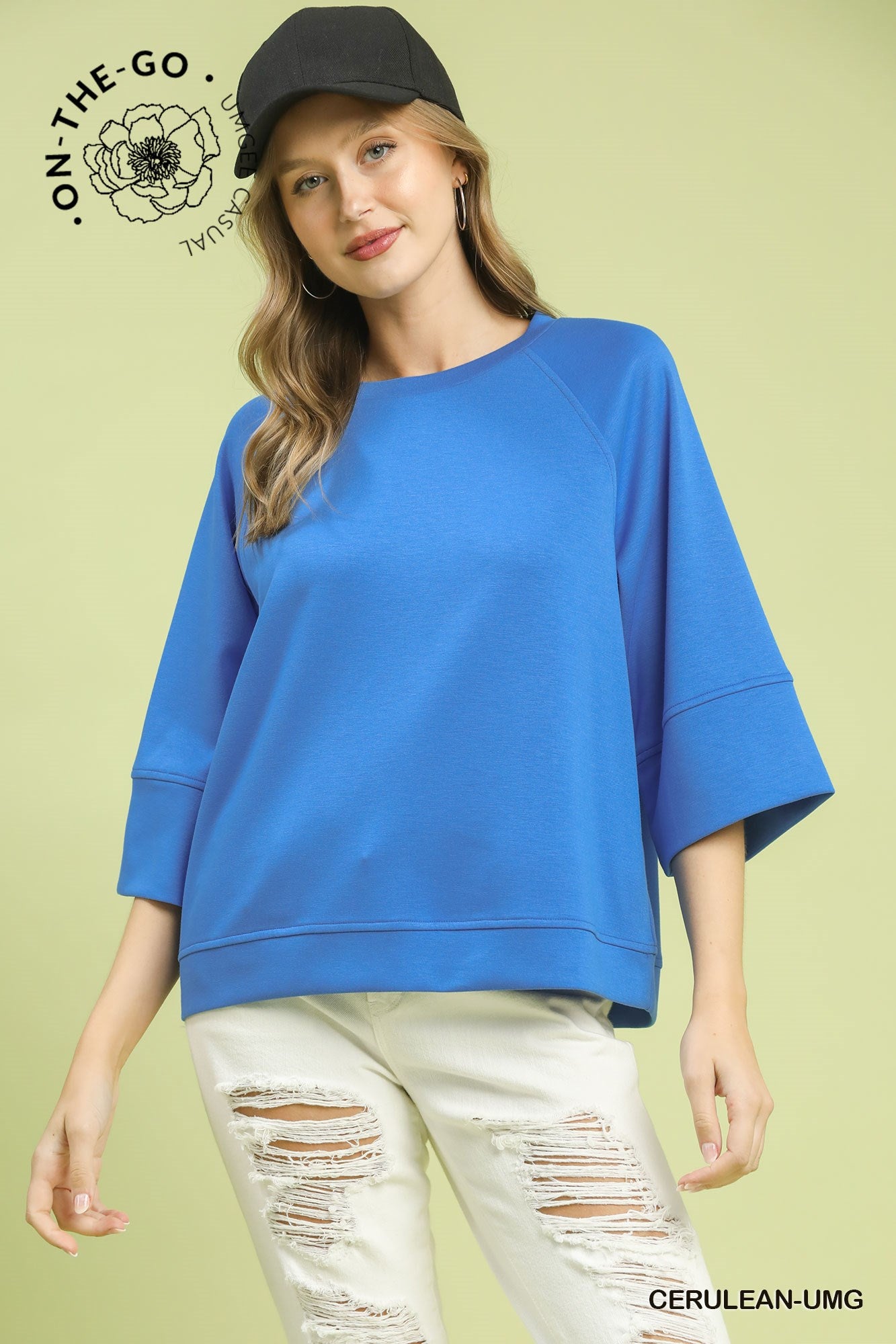 3/4 Sleeved Drop Shoulder Top