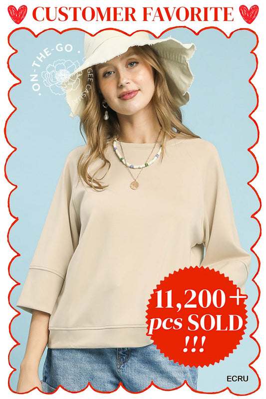 3/4 Sleeved Drop Shoulder Top