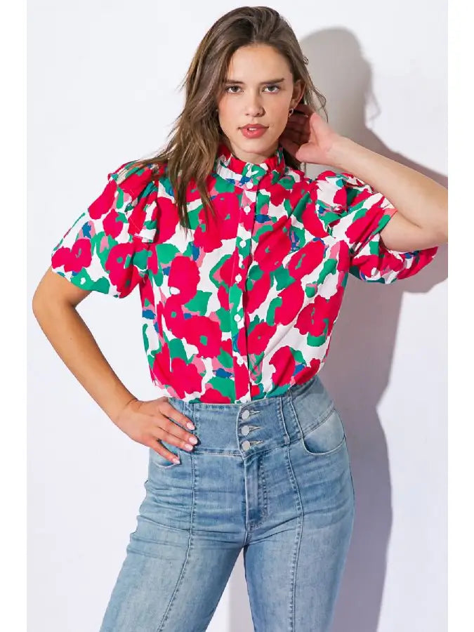 FLORAL PUFF SLEEVE BLOUSE