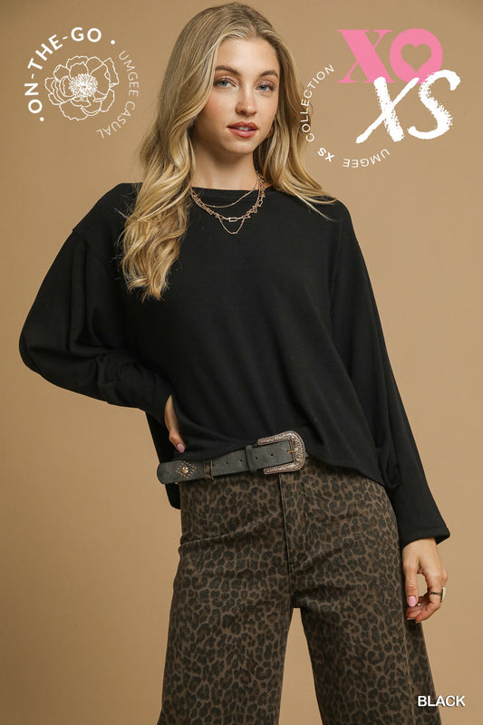 Brushed Fleece Crewneck Top