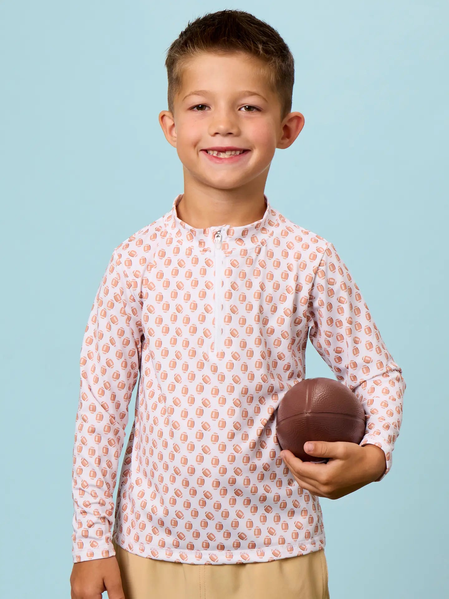 RuggedButts - Boys Football Frenzy Performance Long Sleeve Quarter Zip