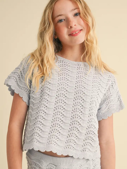 Tween Girls Kids Crochet S/S Top