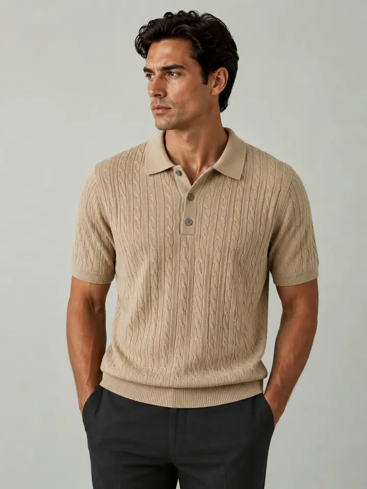 Men's Cable Knit Polo