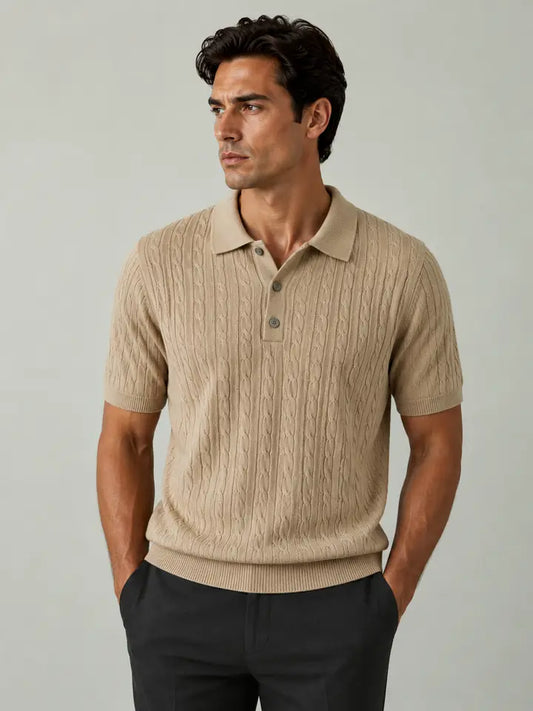 Men's Cable Knit Polo