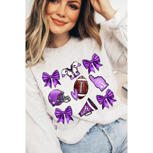 Purple Coquette Football Fleece Sweatshirts