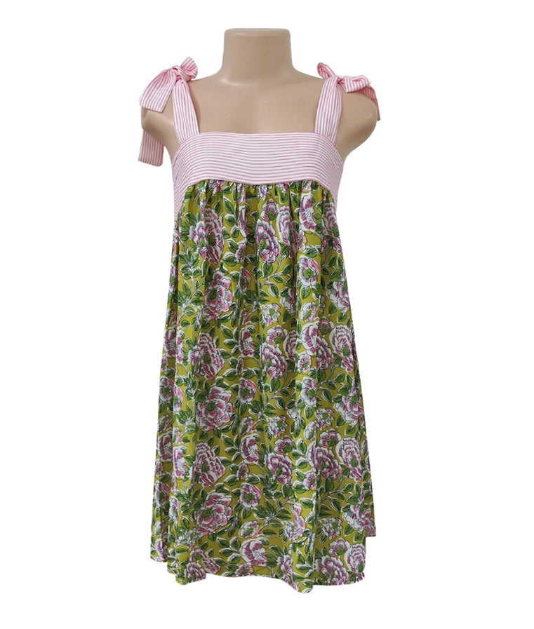 Odette Floral Sleeveless Tie Shoulder Straps Mini Dress