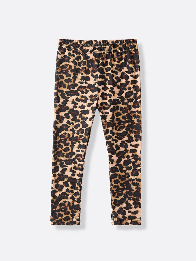 Girls Black/Leopard Casual Pants