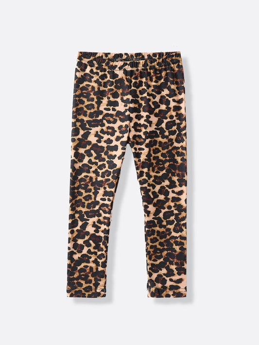 Girls Black/Leopard Casual Pants