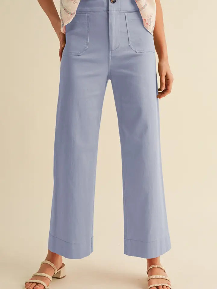 High Waist Cropped Wide Leg Pants