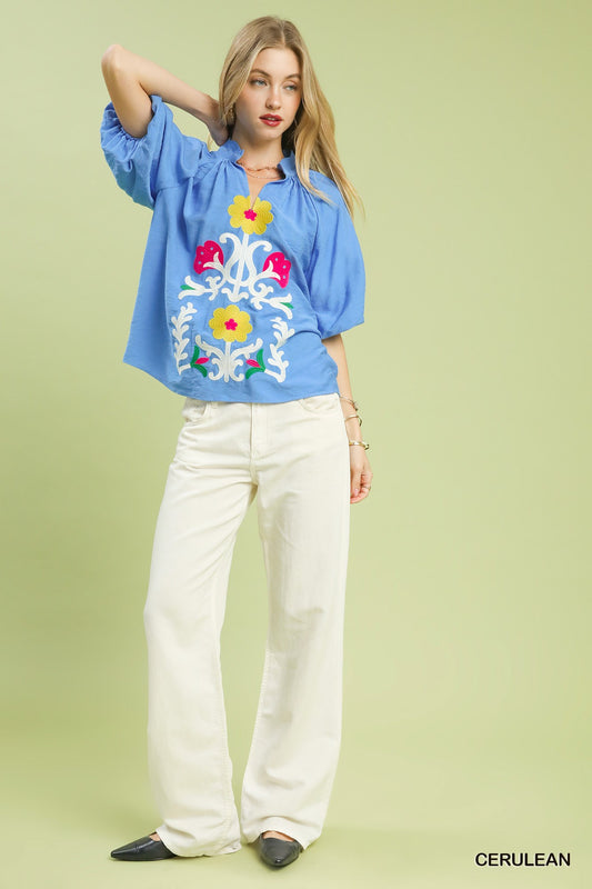 Embroidered Boho Top