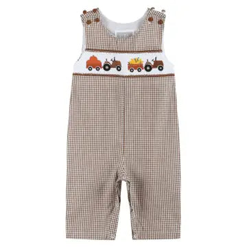 Brown Pumpkin and Corn Smocked Overalls