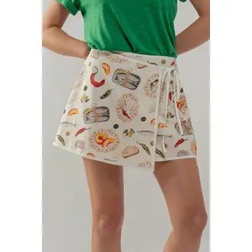 Food Print Wrap Around Skirt