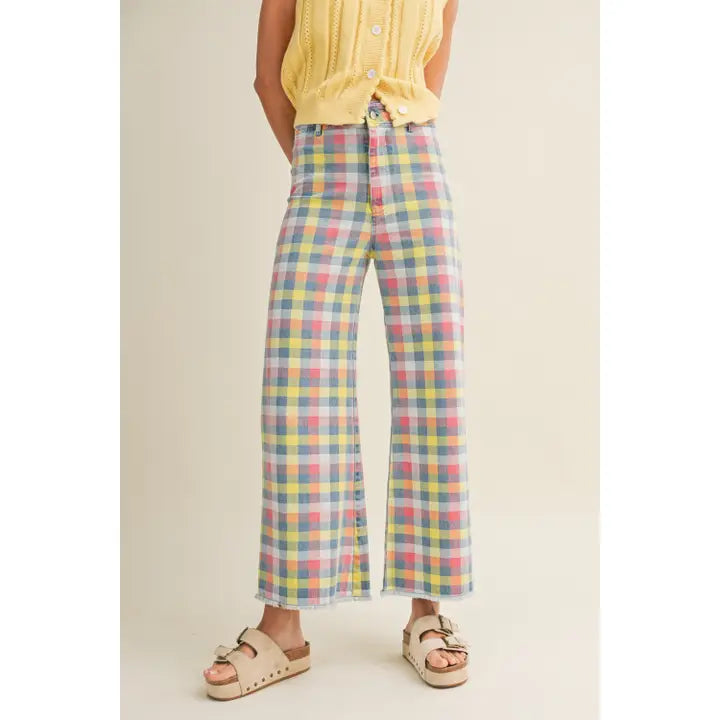 Daydream in the Meadow Wide Leg Checkered Trouser