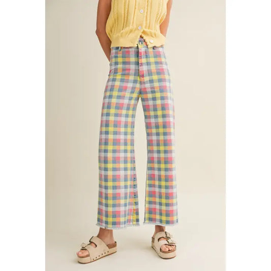 Daydream in the Meadow Wide Leg Checkered Trouser