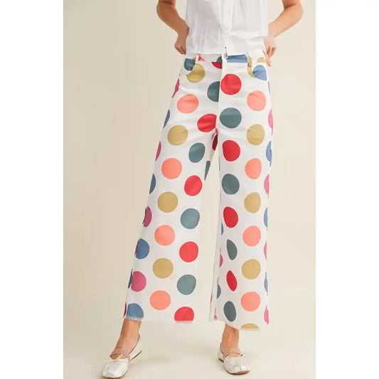 Polka Carnival Wide Leg Tailored Pants