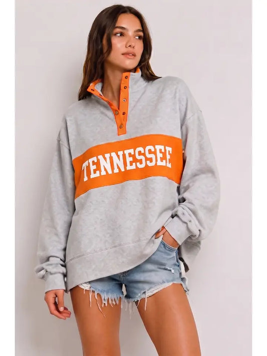 'Tennessee' Snap-Placket Color-Block Pullover