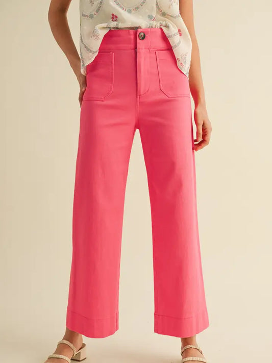 High Waist Cropped Wide Leg Pants