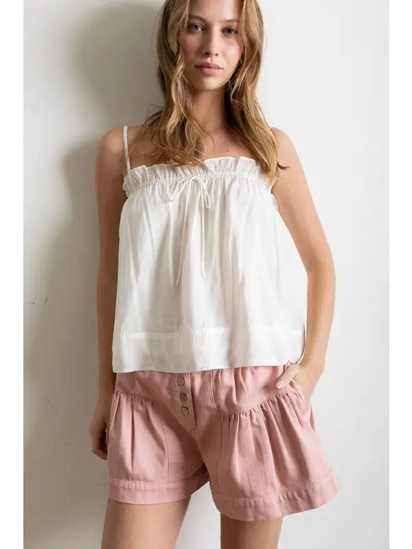 Spaghetti Strap Top with Gathered Details