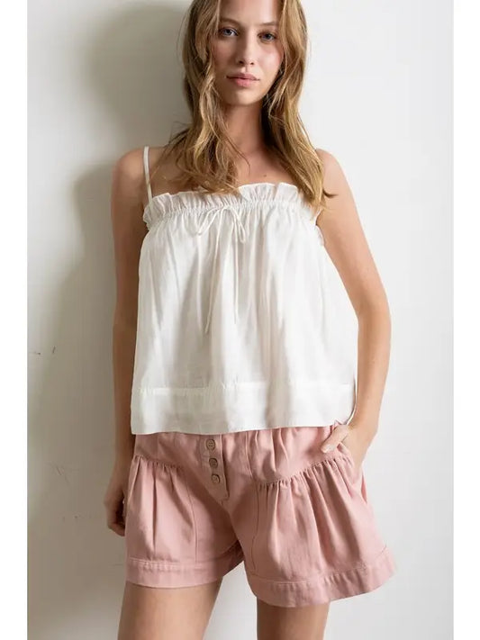 Spaghetti Strap Top with Gathered Details
