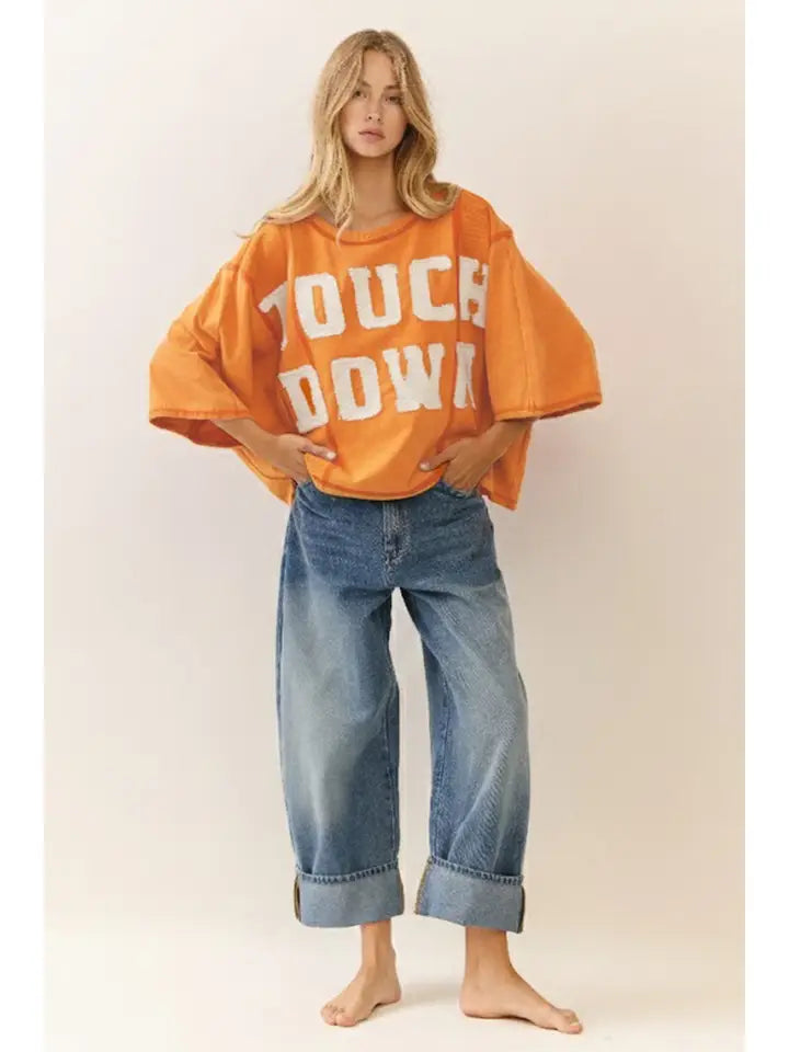 Acid Wash Oversized Short Sleeve Sweatshirt