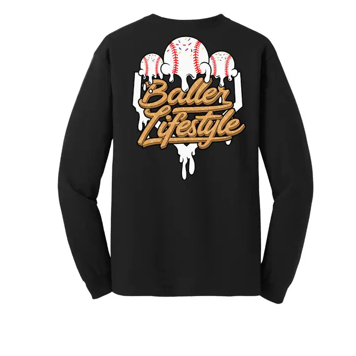 Baseball Youth Long Sleeve Tee (Ice Cream)