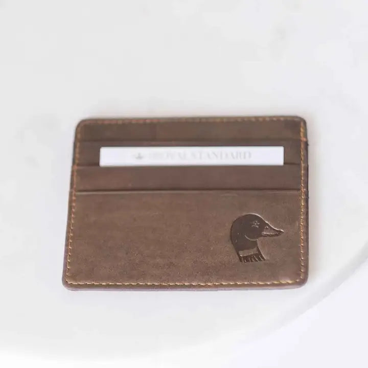 Leather Embossed Slim Wallet Dark Brown