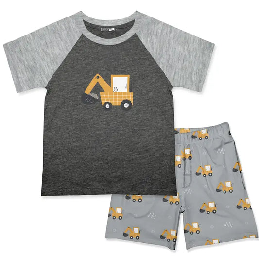 Boys Gray Crewneck Tee & Diggers Shorts