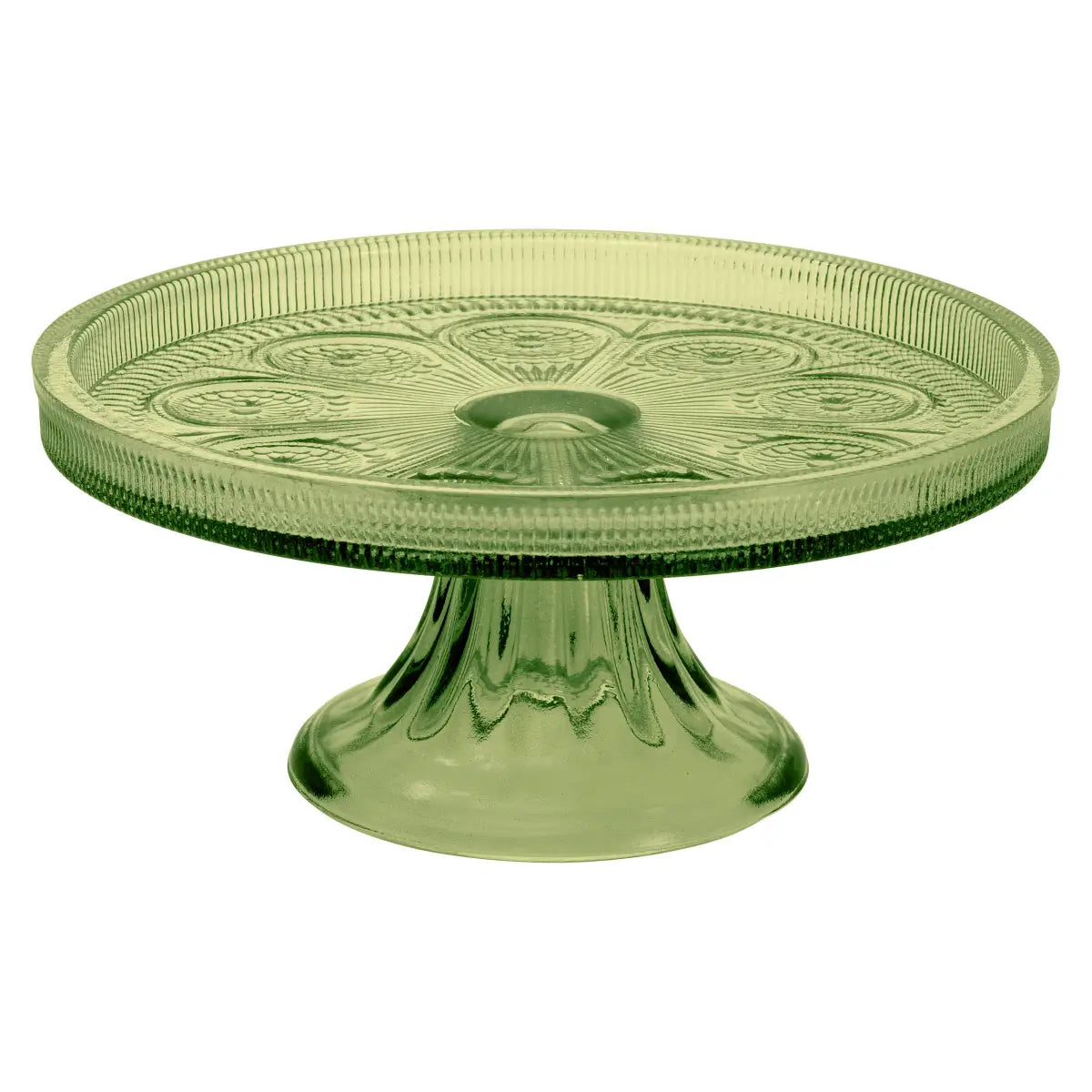 Round Olive Glass Cake Stand