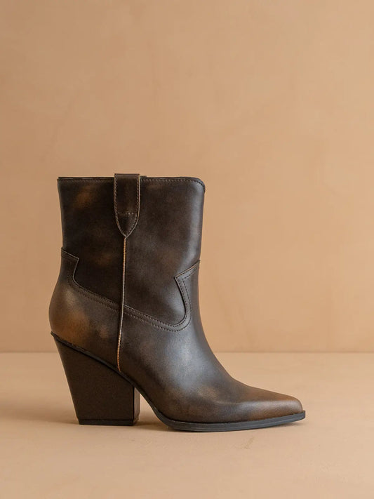 The Brooks | Coffee Two Toned Western Fall Bootie