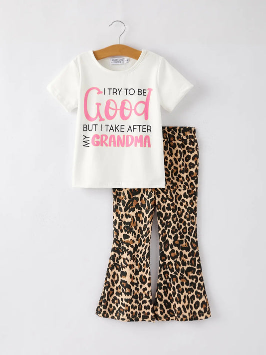 Letter Leopard Check Bow Floral Print Girls