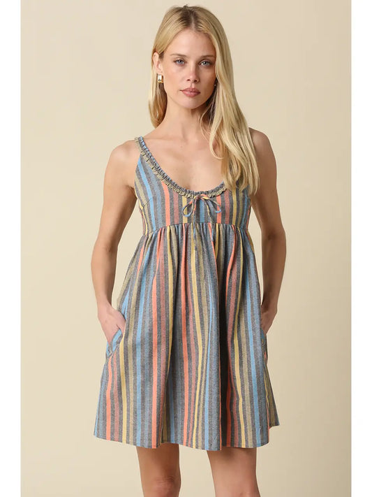 Stripe Babydoll Mini Dress